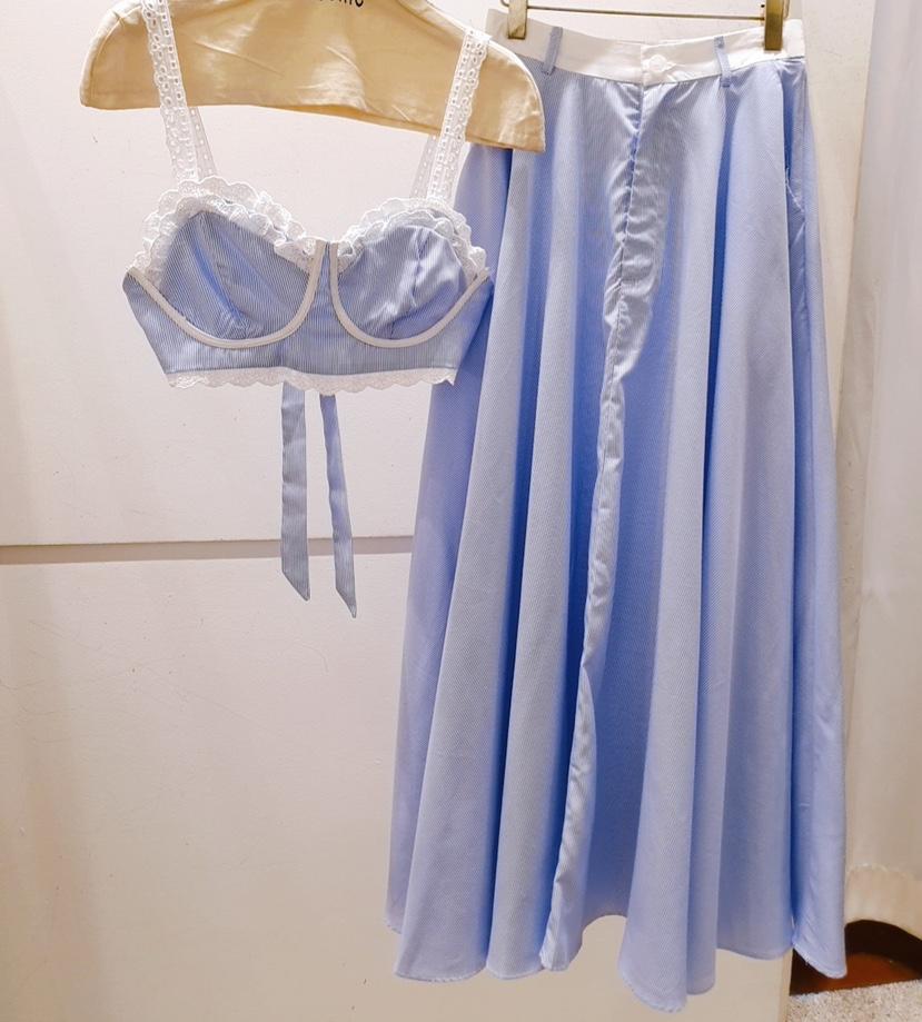 AWESOME-P韓國㊣直郵東大門代購女裝新款休閑套裝兩件套條紋AWESOME-P套裝