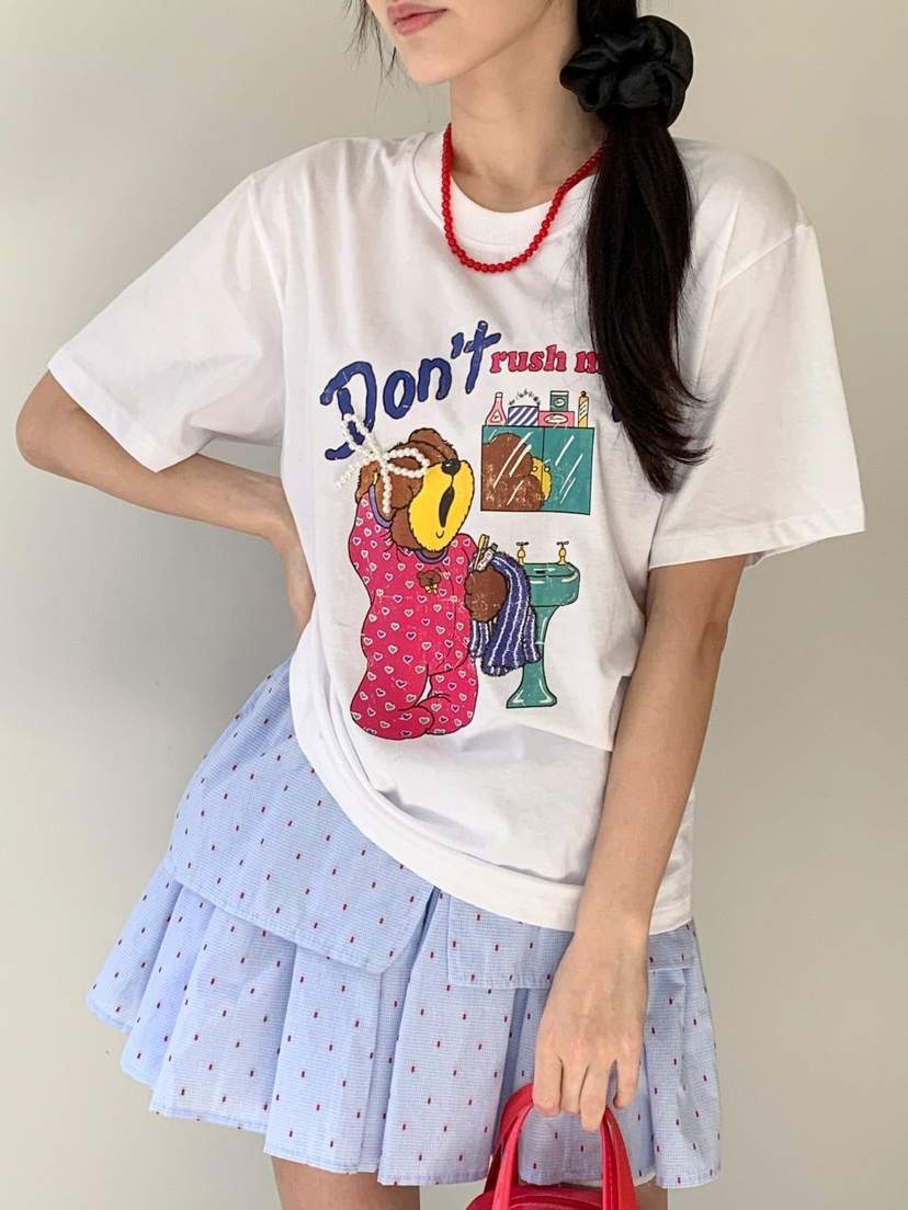 MAISONDEGLORY直郵韓國代購㊣女裝新品熱賣25春夏休閑T恤小熊MAISON DE GLORYT恤