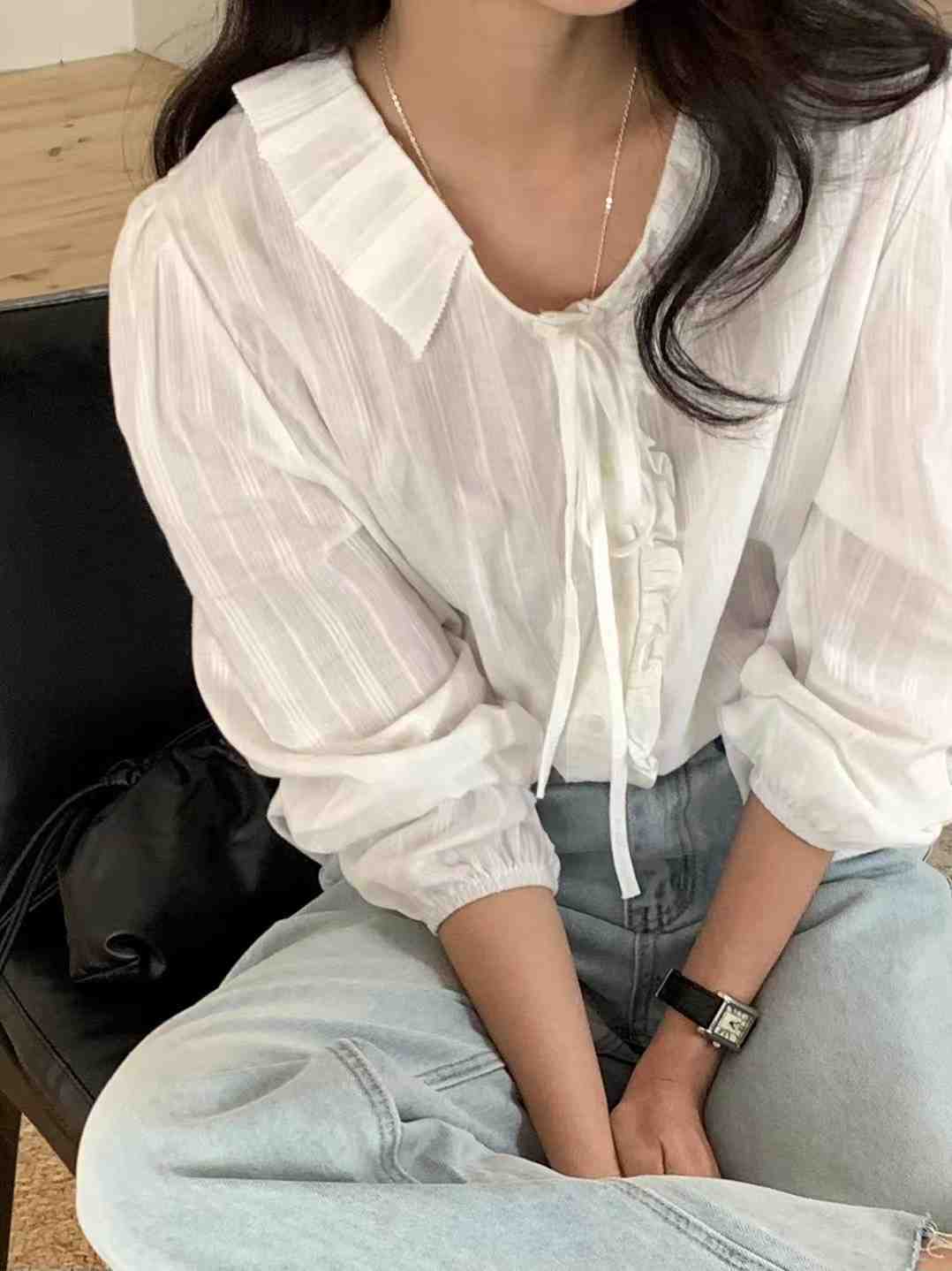 DAOWL韓國㊣直郵東大門代購女裝新款時尚休閑熱賣襯衫蕾絲衫NUFF襯衫/蕾絲衫
