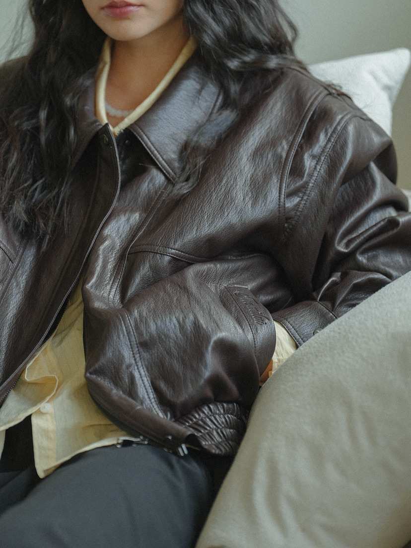 MILUI東大門實拍女裝新款25春夏熱賣職業時尚真品推薦休閑皮衣MILUI皮衣