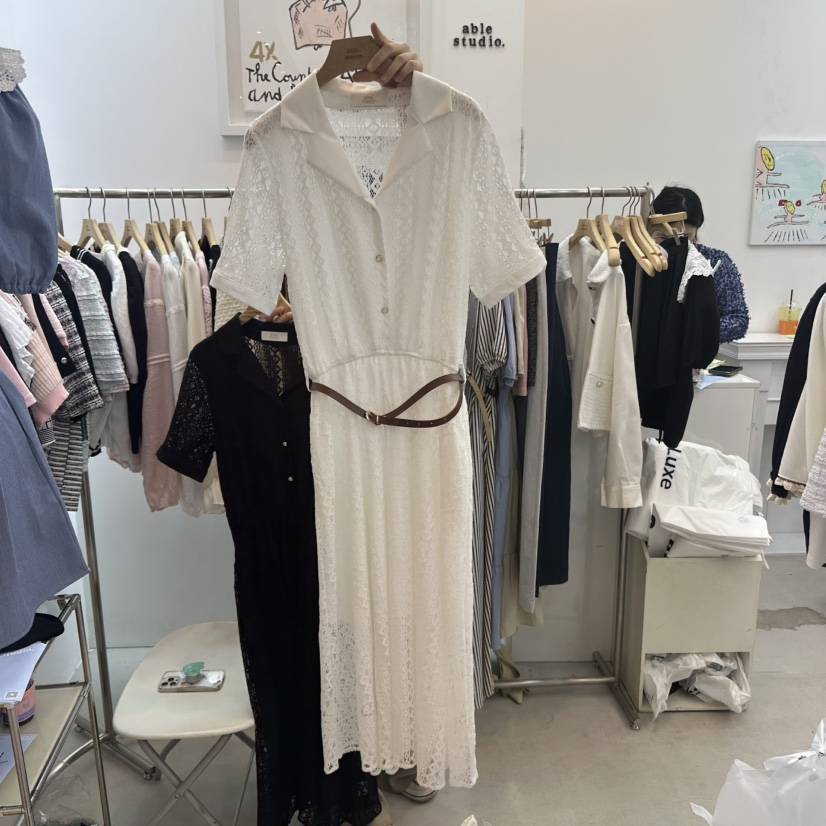 ABLESTUDIO韓國直郵女士新款熱賣人氣休閑真品連衣裙不含腰帶ABLE STUDIO連衣裙