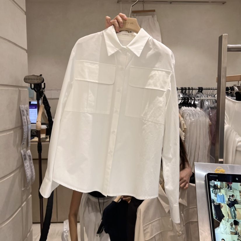 SALONDEMAG韓國直郵女士新款真品休閑熱賣推薦襯衫蕾絲衫口袋SALONDEMAG襯衫/蕾絲衫