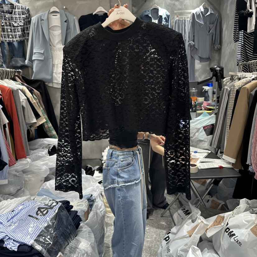 A-DEL韓國代購女士新款真品推薦25春夏人氣熱賣襯衫蕾絲衫A-DEL襯衫/蕾絲衫