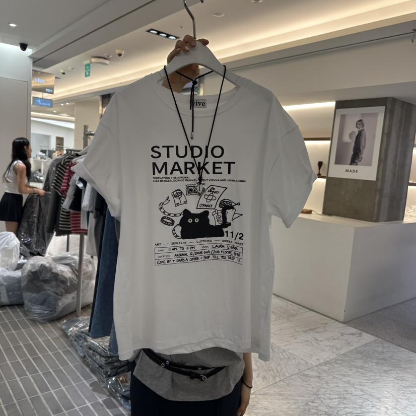 VIVE韓國直郵㊣東大門實拍女裝新品熱賣休閑人氣時尚推薦T恤VIVET恤