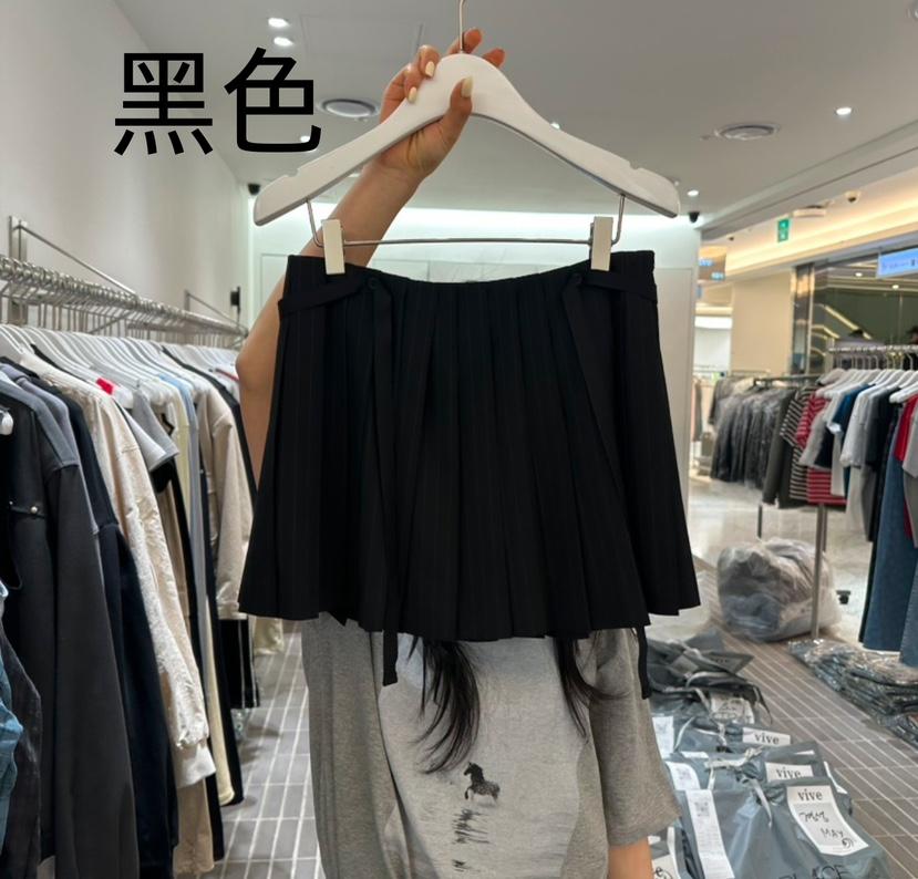 VIVE韓國直郵㊣東大門實拍女裝新品熱賣休閑裙褲含腰繩百褶VIVE裙褲