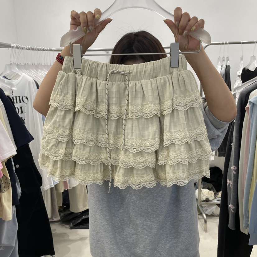 FRUIT BASKET韓國㊣直郵東大門代購女裝新款25春夏短裙格紋半身裙棉質FRUIT BASKET短裙