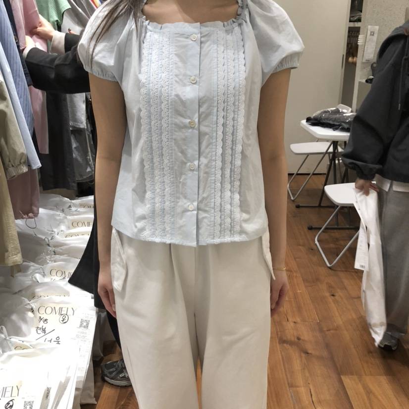 COMELY韓國㊣直郵東大門代購女裝新品推薦休閑25春夏襯衫蕾絲衫COMELY襯衫/蕾絲衫