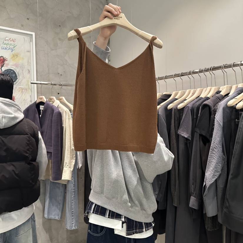 LAMAGIEPIE韓國代購女裝新品時尚職業人氣推薦休閑吊帶背心LAMAGIE GREY吊帶/背心