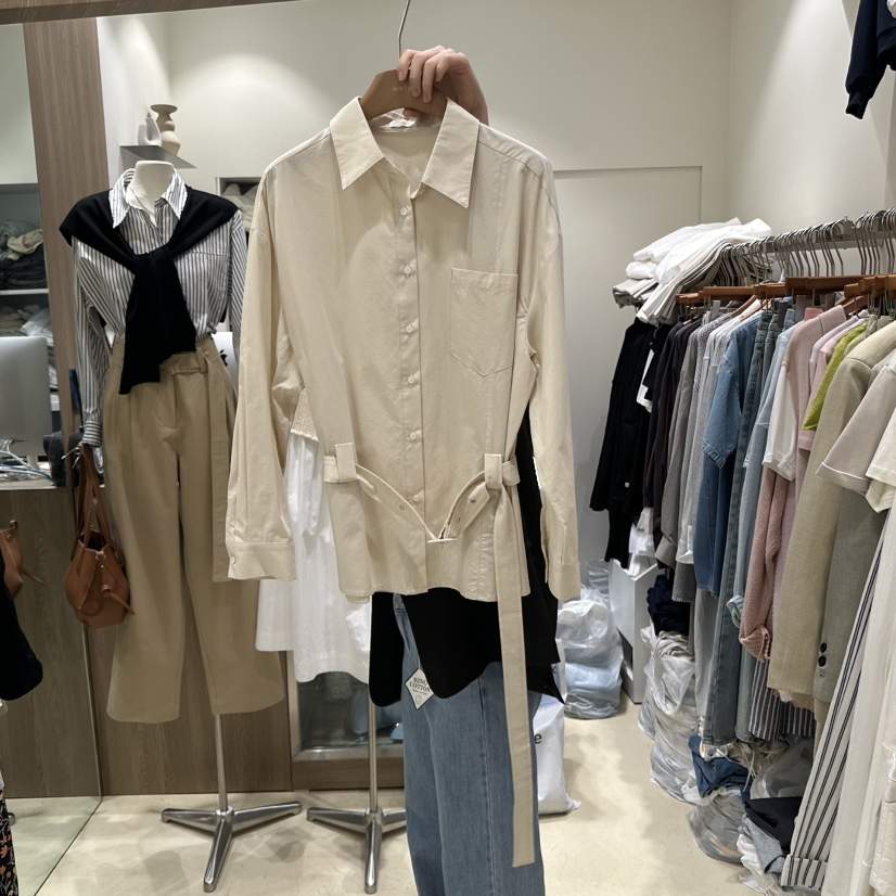 MELO東大門代購女士新款休閑真品熱賣職業襯衫蕾絲衫含腰帶MELO襯衫/蕾絲衫
