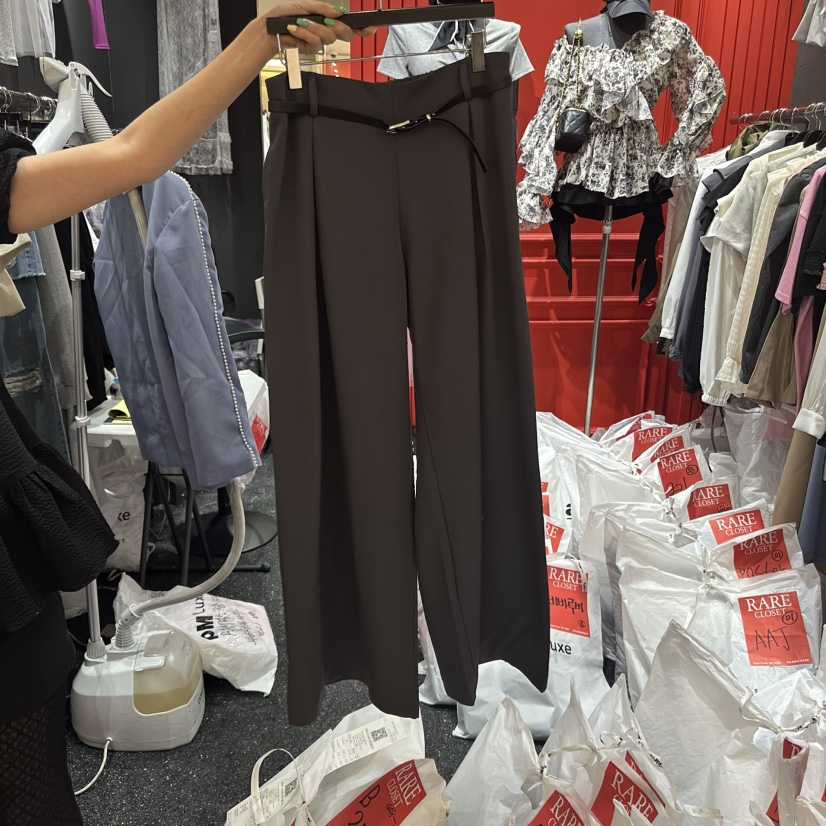 RARE CLOSET東大門直郵女裝新款職業熱賣時尚休閑褲含腰帶RARE CLOSET休閑褲