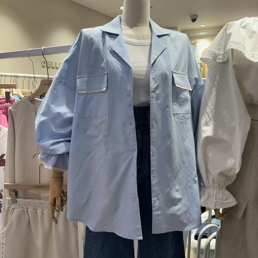 DELLING東大門實拍女士新款時尚真品25春夏人氣熱賣襯衫蕾絲衫DELLING襯衫/蕾絲衫