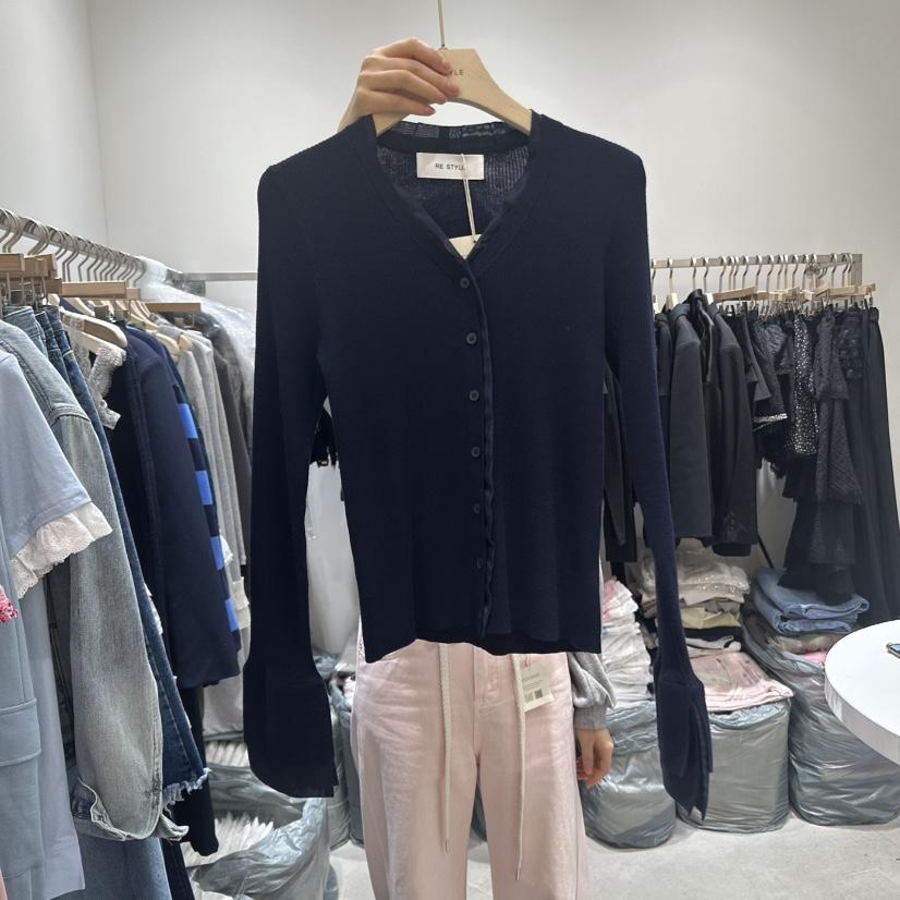 RE STYLE-Q東大門實拍女裝新品休閑職業25春夏針織衫天絲開衫RE STYLE針織衫