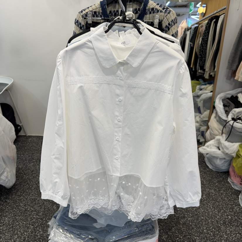 BELOVED韓國代購女裝新款真品25春夏職業時尚休閑襯衫蕾絲衫BELOVED襯衫/蕾絲衫