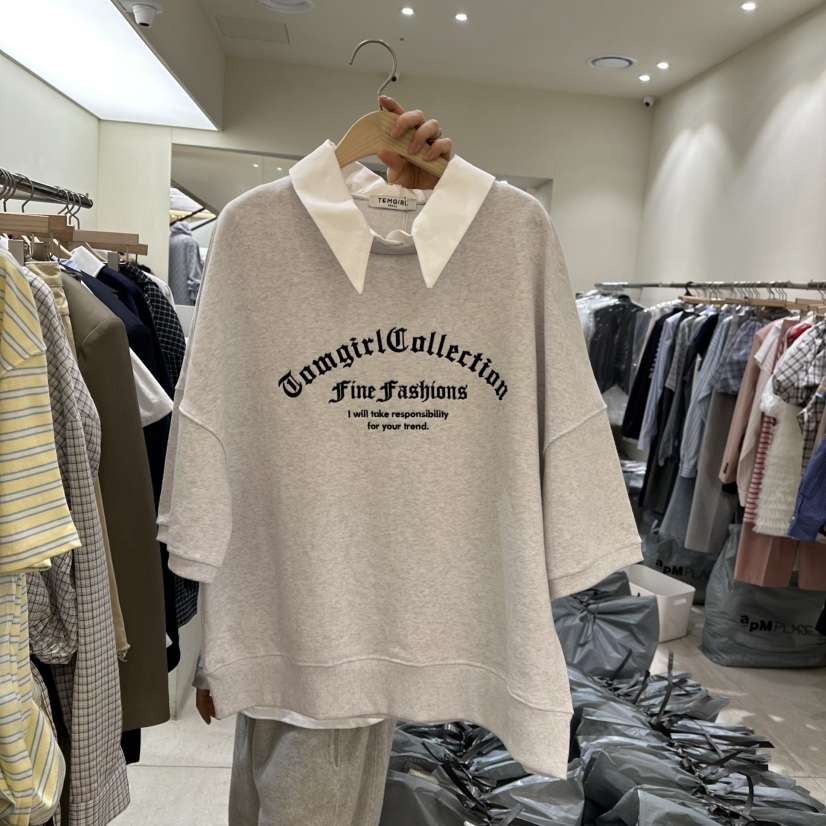 TOMGIRL韓國㊣直郵東大門代購女裝新品人氣職業休閑衛衣刺繡TOMGIRL衛衣