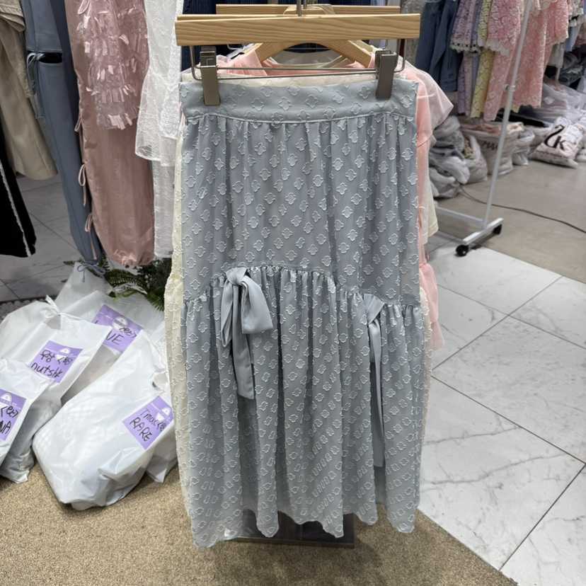 VIRUS韓國直郵㊣女裝新品休閑人氣推薦時尚半身裙中短裙蝴蝶結VIRUS半身裙/中短裙