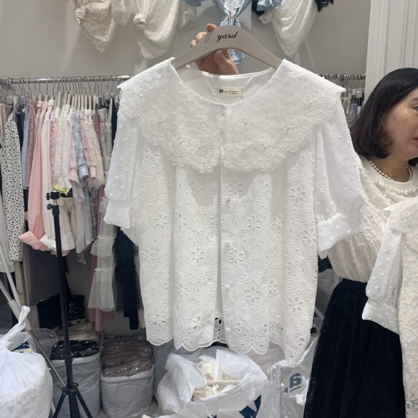YARD直郵韓國代購㊣女裝新品25春夏時尚襯衫蕾絲衫刺繡開衫YARD襯衫/蕾絲衫