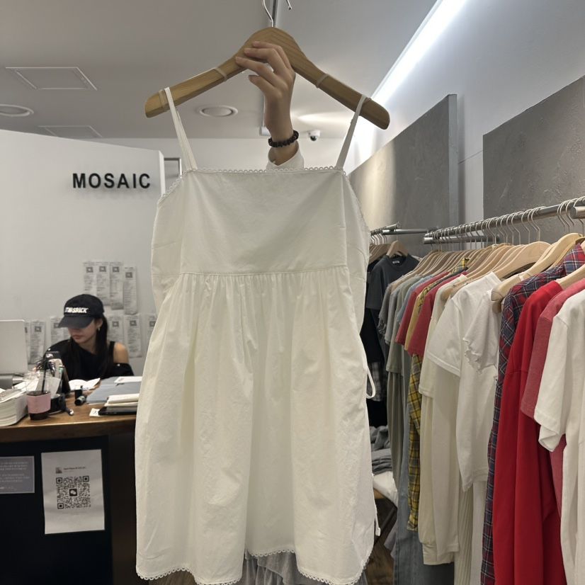 MOSAIC東大門代購女士新品時尚休閑25春夏推薦連衣裙口袋蕾絲MOSAIC連衣裙