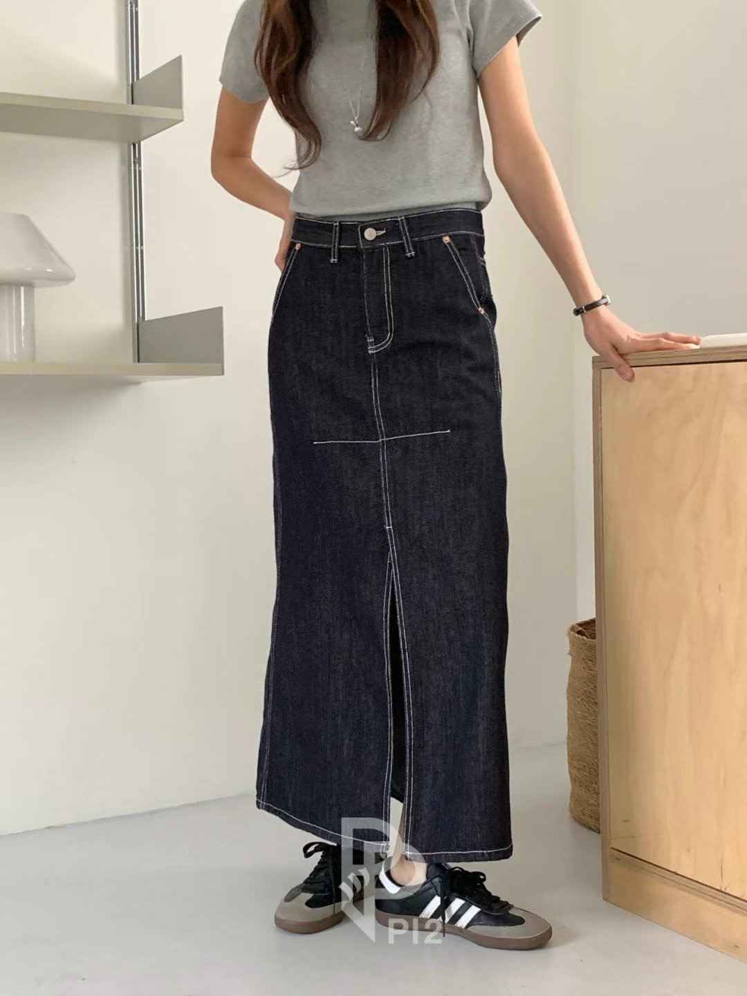 PI2韓國直郵㊣東大門實拍女裝新品推薦休閑熱賣25春夏人氣長裙Pi2長裙