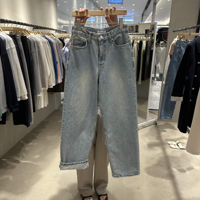 BOUTIQUE SEOUL-P東大門代購女士新款人氣25春夏牛仔褲寬松But ton/BOUTIQUE SEOUL牛仔褲