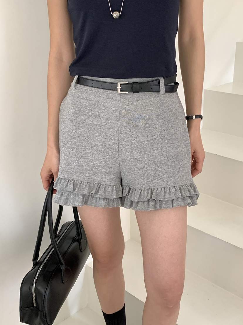 PIN-UP韓國直郵㊣東大門實拍女裝新款熱賣人氣休閑短褲荷葉邊PIN-UP短褲