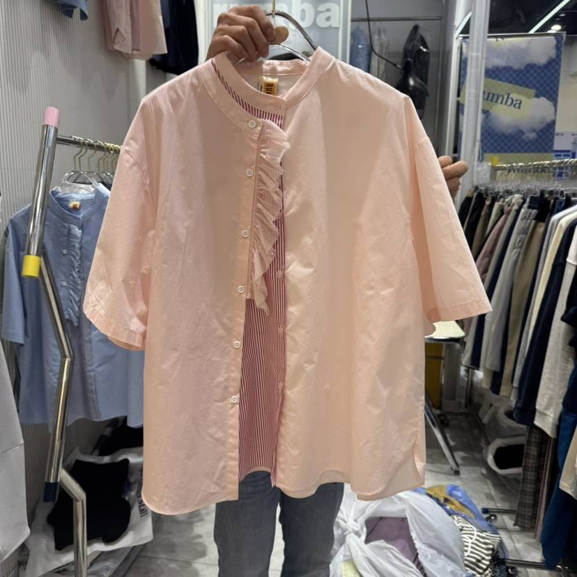 RUMBA韓國直郵㊣東大門實拍女裝新品推薦25春夏襯衫蕾絲衫鏤空RUMBA襯衫/蕾絲衫