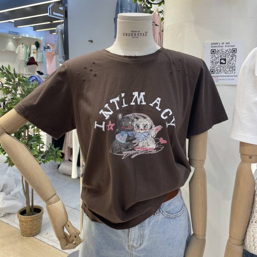 UNDERSTAR_VINTAGE韓國㊣直郵東大門代購女裝新品休閑熱賣T恤UNDERSTAR_VINTAGET恤