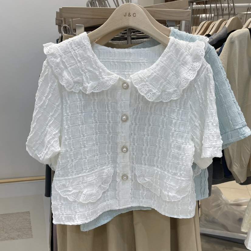 J&amp;C韓國直郵㊣東大門實拍女裝新品時尚人氣襯衫蕾絲衫J&C/J.BLANC襯衫/蕾絲衫