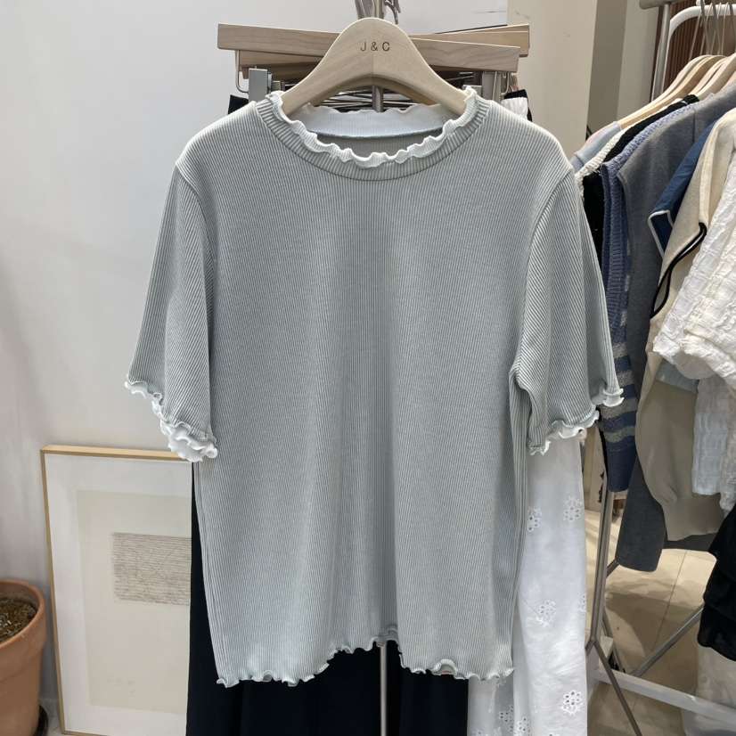 J&amp;C韓國直郵㊣東大門實拍女裝新款熱賣25春夏職業休閑T恤J&C/J.BLANCT恤