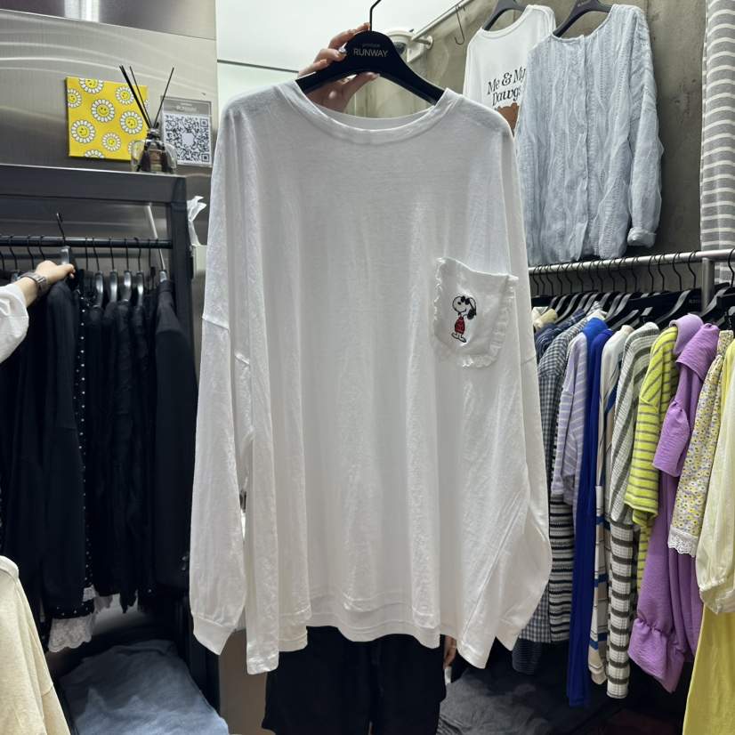RUNWAY-런웨이直郵韓國代購㊣女裝新款人氣25春夏長袖T恤史努比RUNWAY長袖T恤