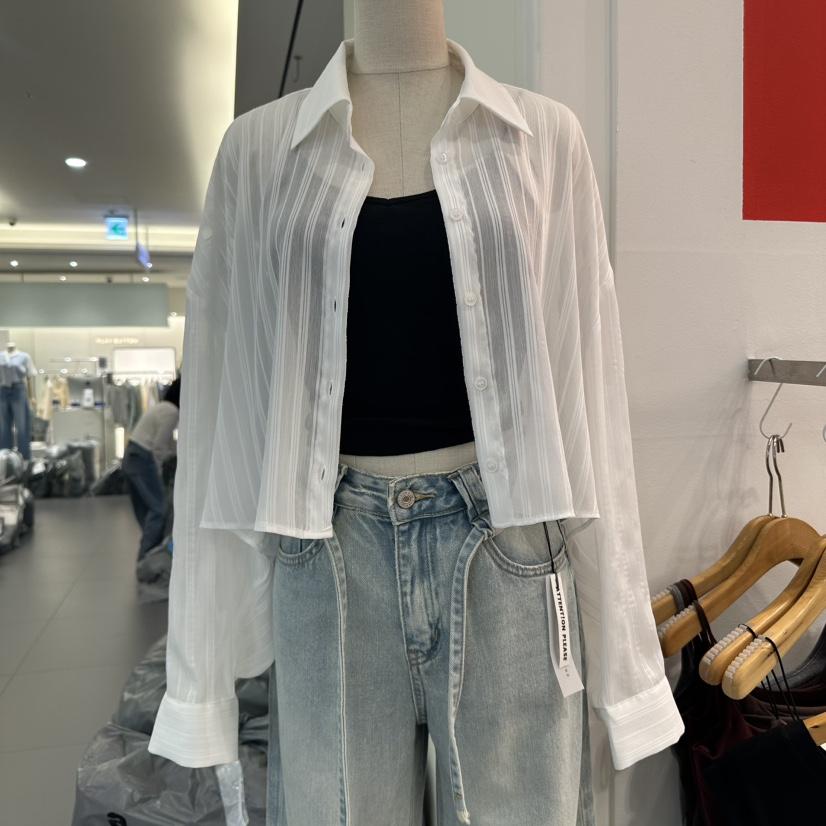 ATPZ韓國㊣直郵東大門代購女裝新品推薦人氣襯衫蕾絲衫透明ATTENTION PLEAES襯衫/蕾絲衫