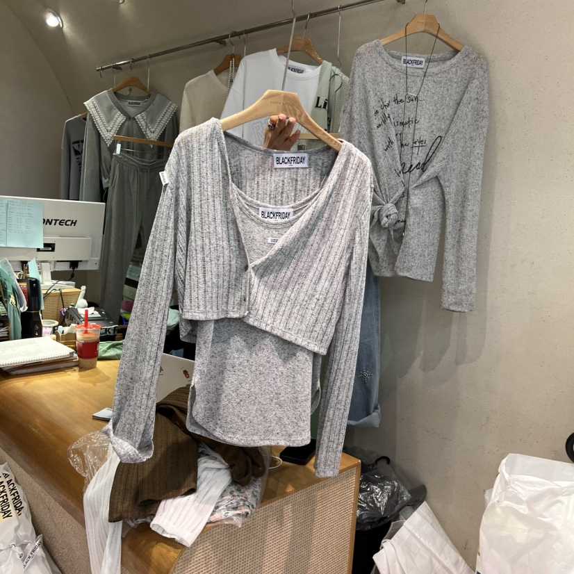 BLACKFRIDAY東大門實拍女裝新品職業休閑長袖T恤不含內搭開衫BLACK FRIDAY長袖T恤
