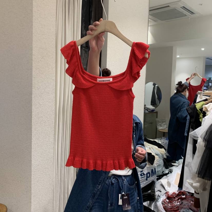 SSEMIENNE東大門直郵女士新品休閑熱賣時尚人氣吊帶背心荷葉邊SSEMIENNE吊帶/背心