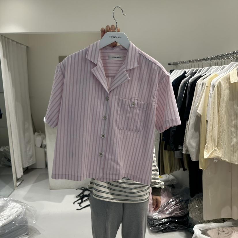 LORING RE I韓國代購女士新品時尚熱賣25春夏襯衫蕾絲衫口袋LORING RE-I/BARE襯衫/蕾絲衫