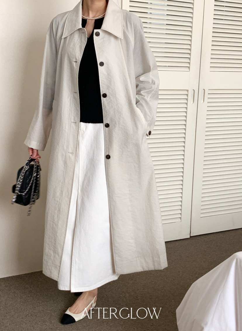 AFTERGLOW東大門代購女士新款熱賣職業時尚休閑25春夏長款風衣AFTERGLOW長款風衣