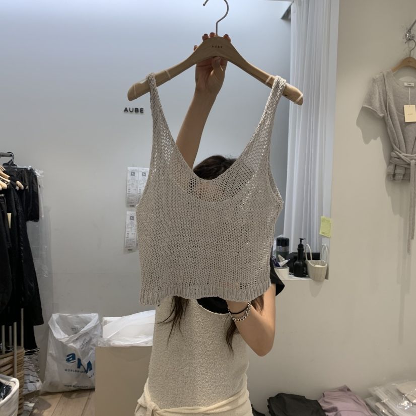 AUBE韓國代購女裝新款熱賣25春夏職業吊帶背心不含內搭緊身AUBE吊帶/背心