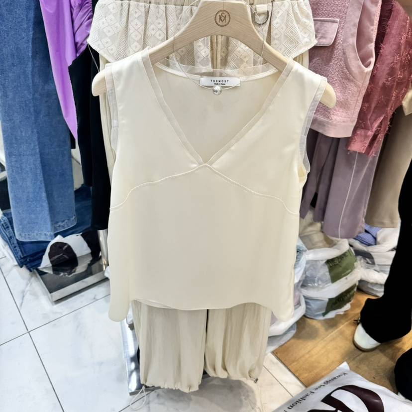 THE MOST-Q韓國直郵㊣東大門實拍女裝新品休閑吊帶背心歐根紗THE MOST吊帶/背心