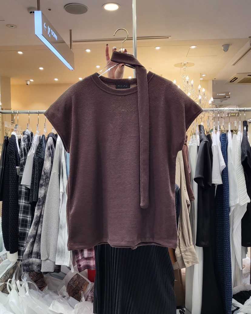 WORK SHOP東大門實拍女士新品休閑推薦25春夏真品T恤含脖帶Work_shopT恤