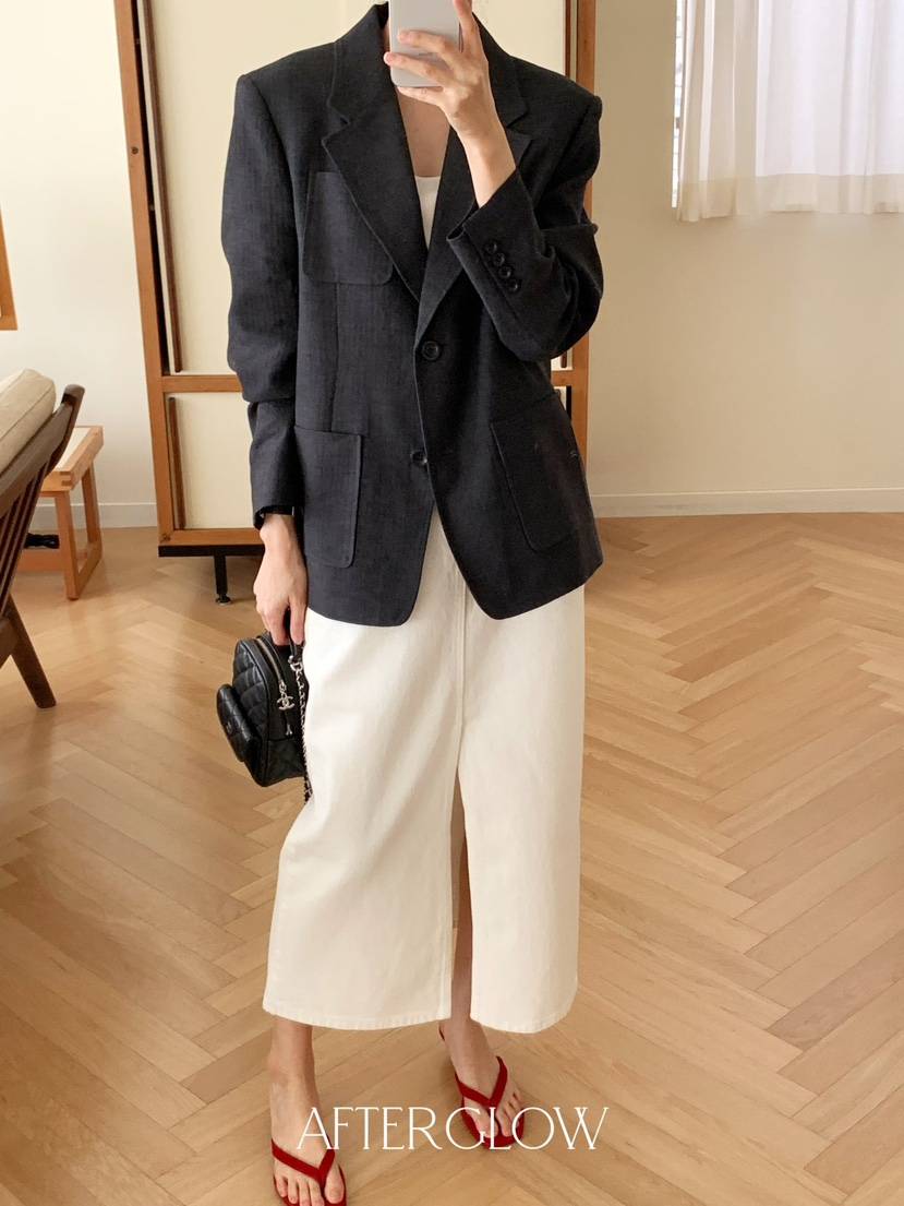 AFTERGLOW東大門直郵女裝新款職業休閑25春夏人氣推薦夾克亞麻AFTERGLOW夾克