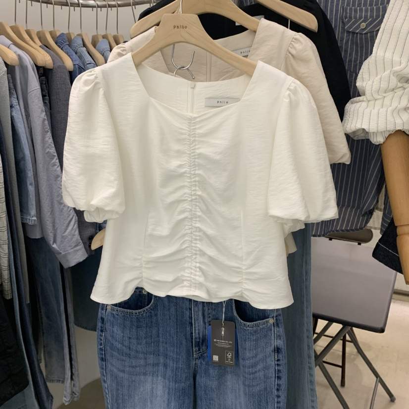 PHILO韓國直郵女士新品人氣推薦25春夏熱賣真品時尚襯衫蕾絲衫PHILO襯衫/蕾絲衫