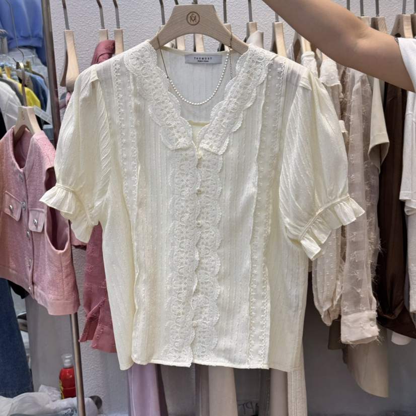 THE MOST-Q韓國㊣直郵東大門代購女裝新款熱賣襯衫蕾絲衫THE MOST襯衫/蕾絲衫