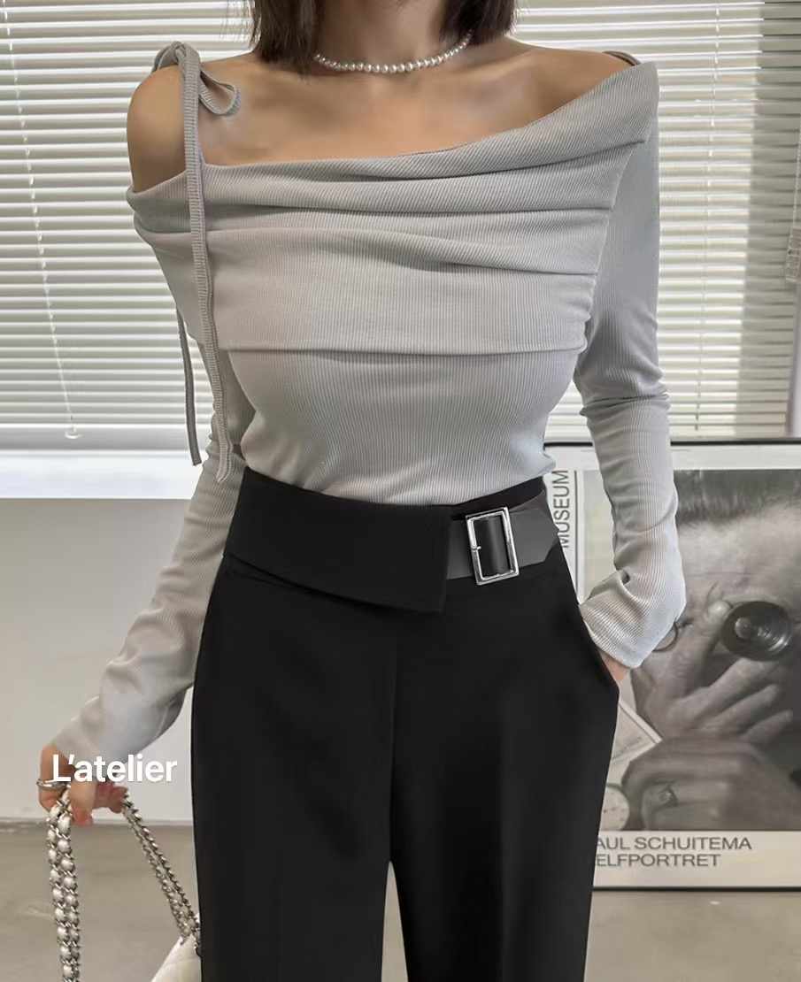 LATE LIER東大門實拍女裝新款時尚職業真品25春夏人氣長袖T恤LATE LIER長袖T恤