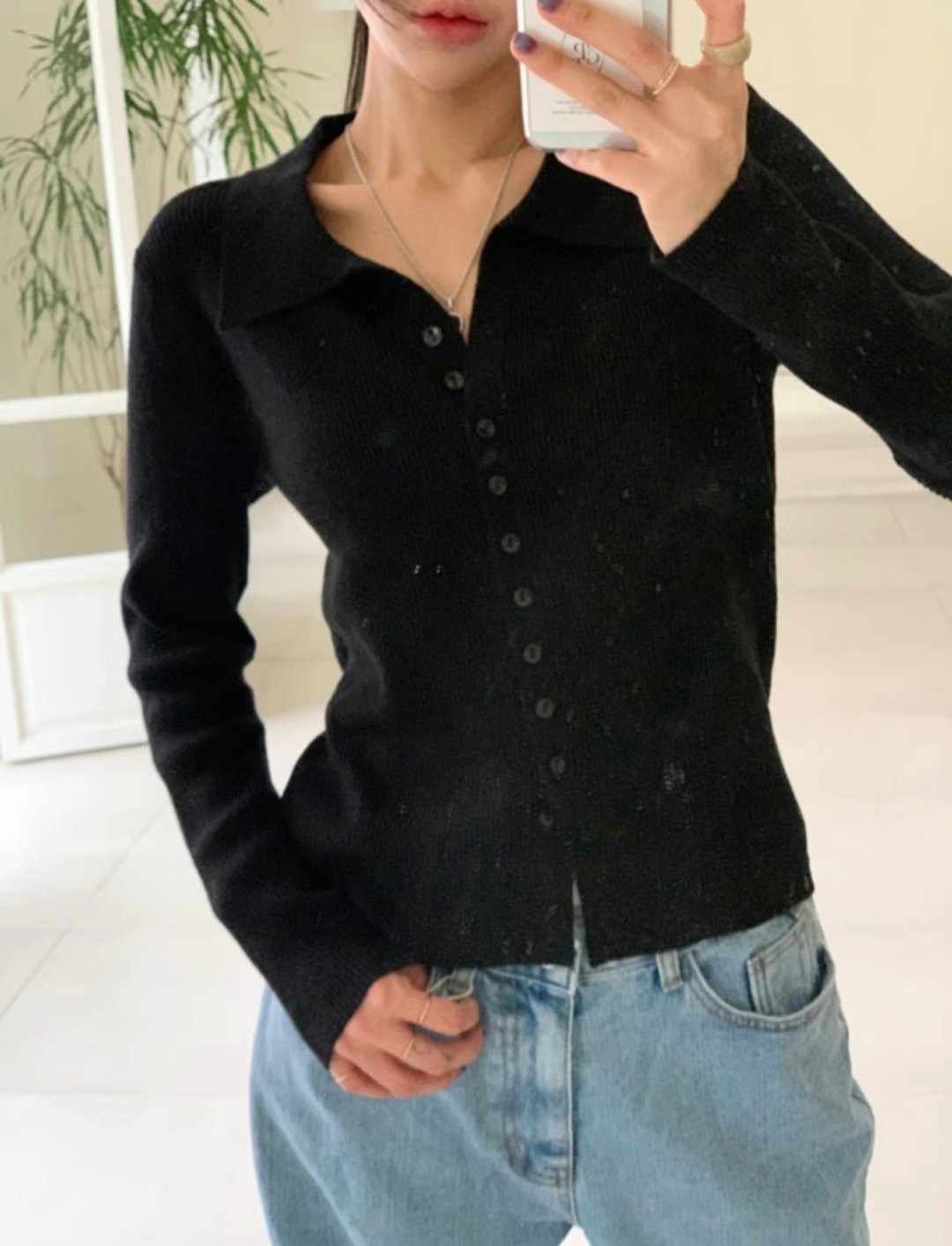 CRISPY CHIPS直郵韓國代購㊣女裝新品休閑人氣時尚25春夏針織衫BLACKGHOBI針織衫