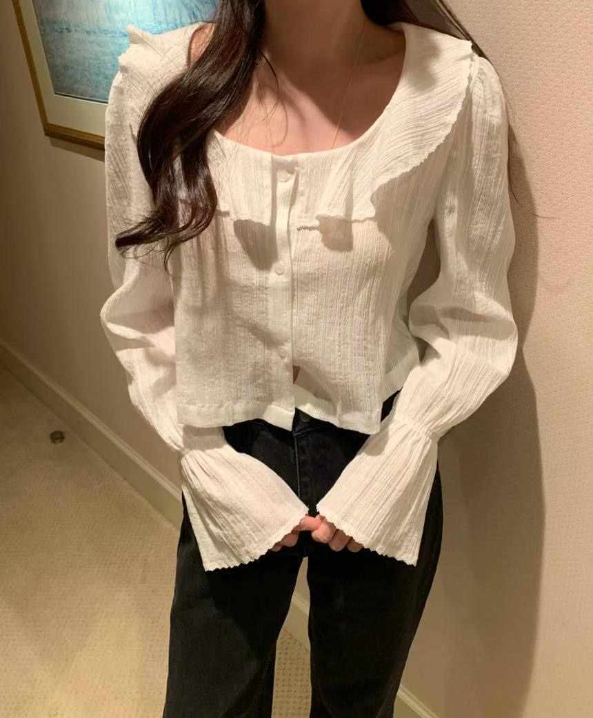 GLOWY韓國㊣直郵東大門代購女裝新款時尚推薦人氣襯衫蕾絲衫GLOWY襯衫/蕾絲衫