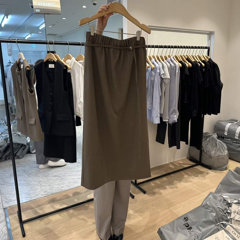 OVU直郵韓國代購㊣女裝新款時尚推薦熱賣休閑人氣長裙含腰繩OVU長裙