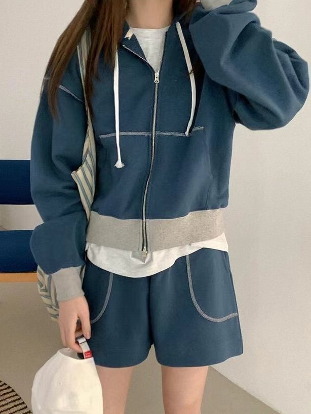 THEBARN直郵韓國代購㊣女裝新品人氣推薦休閑時尚衛衣拉鏈連帽THEBARN衛衣