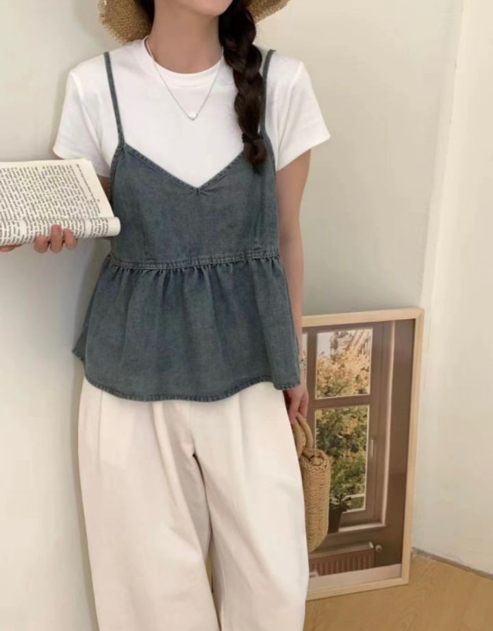 STAY HERE韓國㊣直郵東大門代購女裝新品休閑吊帶背心不含內搭緊身STAY HERE吊帶/背心