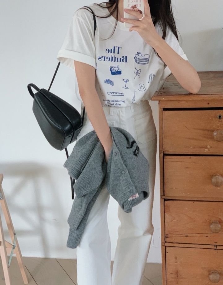 STAY HERE韓國直郵㊣東大門實拍女裝新款休閑時尚25春夏T恤STAY HERET恤