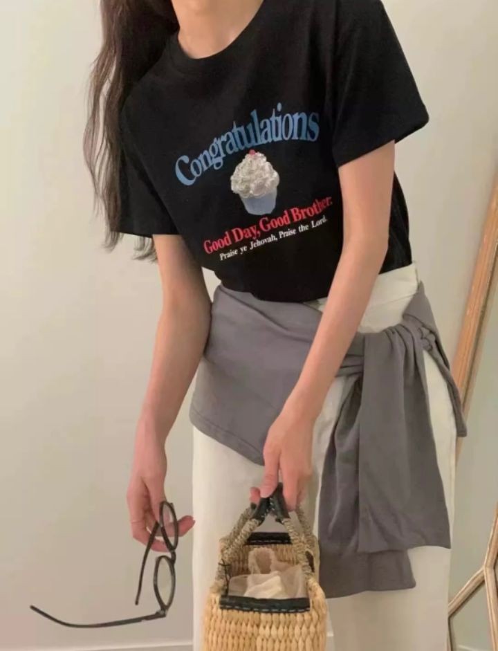 STAY HERE韓國㊣直郵東大門代購女裝新品休閑25春夏人氣T恤STAY HERET恤