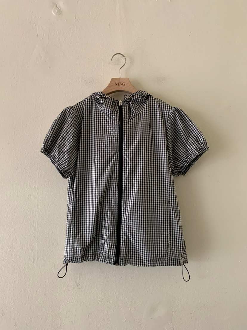 MENG韓國直郵㊣東大門實拍女裝新品25春夏時尚夾克格紋連帽MENG夾克