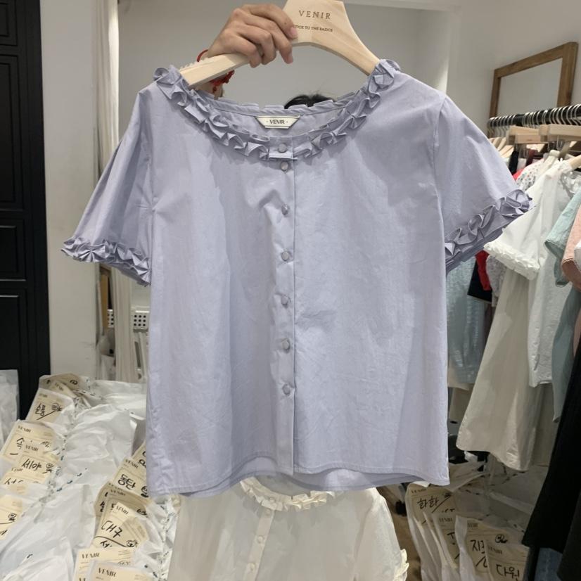 VENIR-a韓國直郵㊣女裝新品熱賣時尚休閑25春夏襯衫蕾絲衫VENIR-a襯衫/蕾絲衫